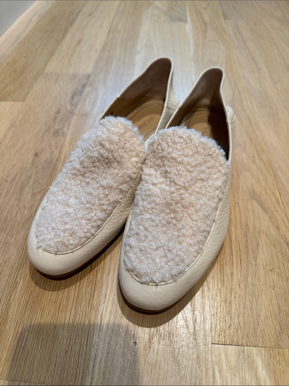 Vionic Cream Shearling-Top Slip-On Loafers